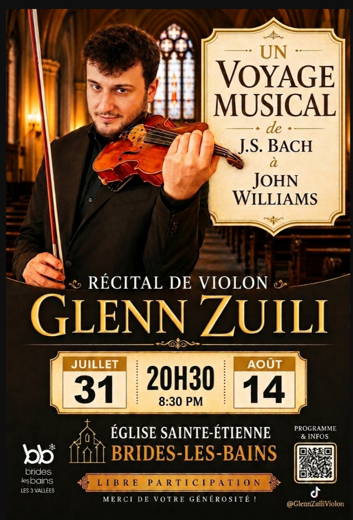 Affiche du récital — Un voyage musical de J.S. Bach à John Williams, 31 juillet et 14 août 2026
